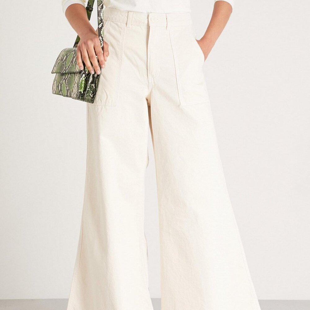 Ganni Bluebell High Rise Wide Leg Jeans Vanilla Ice- NWOT